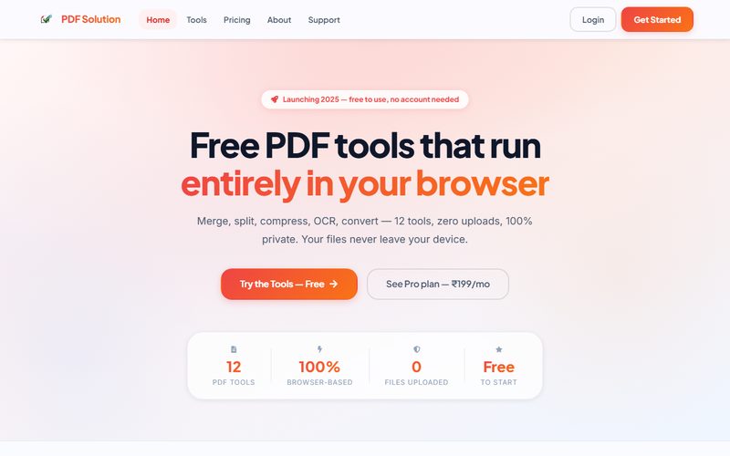 PDFSolution — All-in-One PDF & OCR SaaS live preview